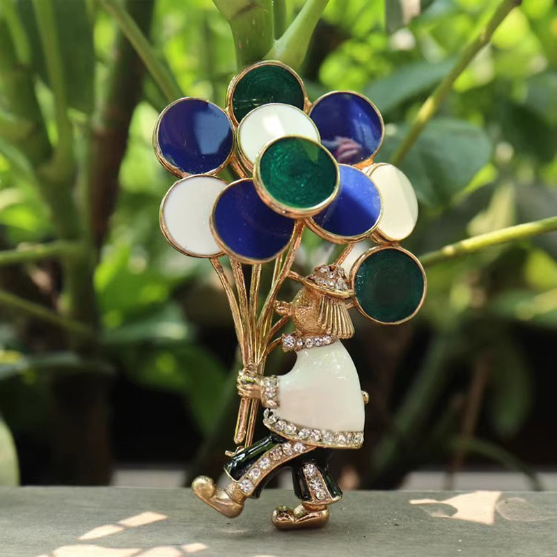 Vintage Collectible Figures - Vintage Circus Series Rhinestone Brooch Funny