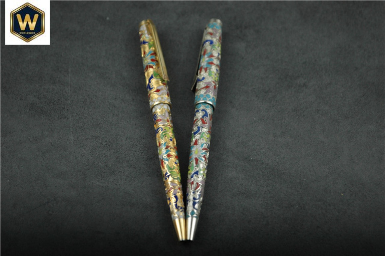 Vintage Collectible Pens - Vintage 80s Cloisonne Pressed Ballpoint Pen