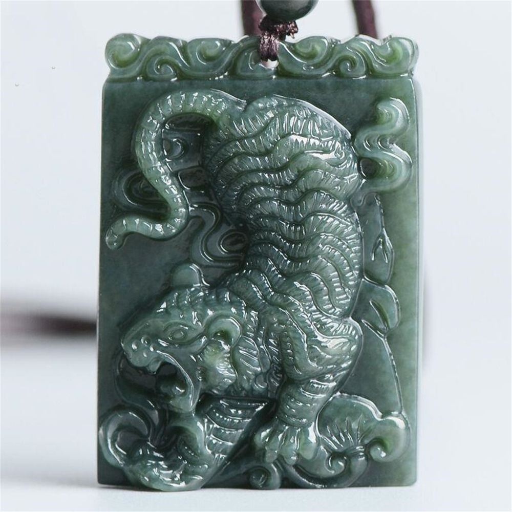 Vintage Things Collection - Natural Dark Green HeTian Jade Carved