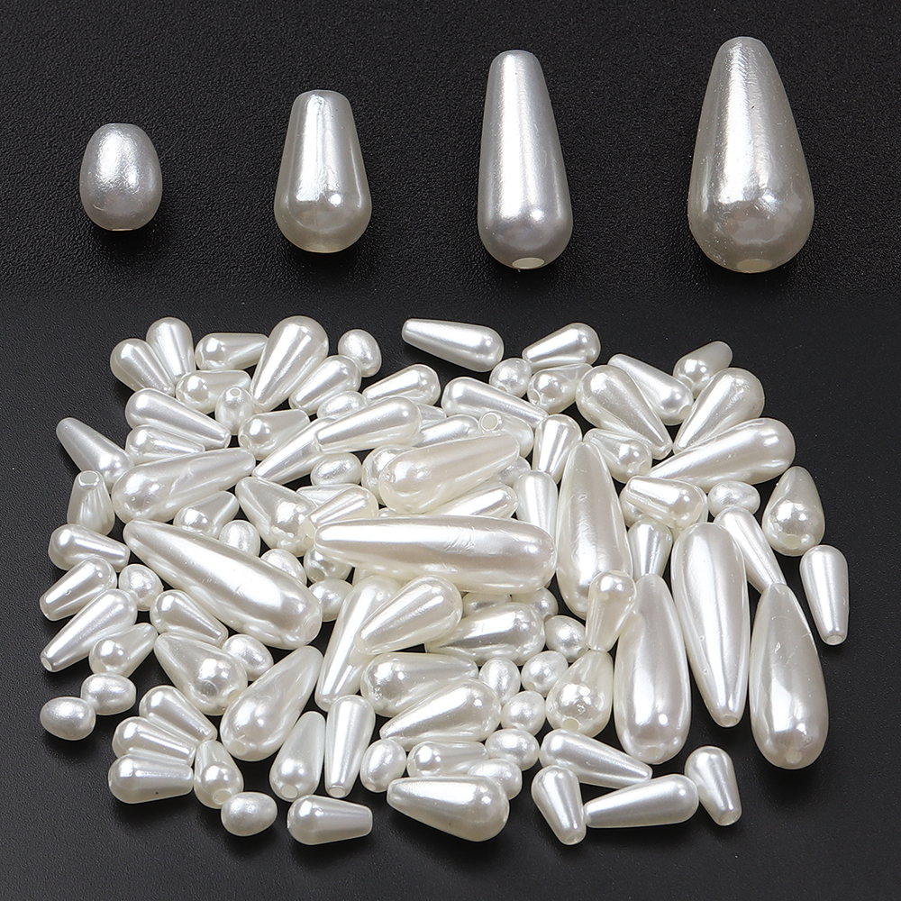 Vintage Jewelry Collection - 30-500pcs/lot Biege Waterdrop Shape ABS Pearl