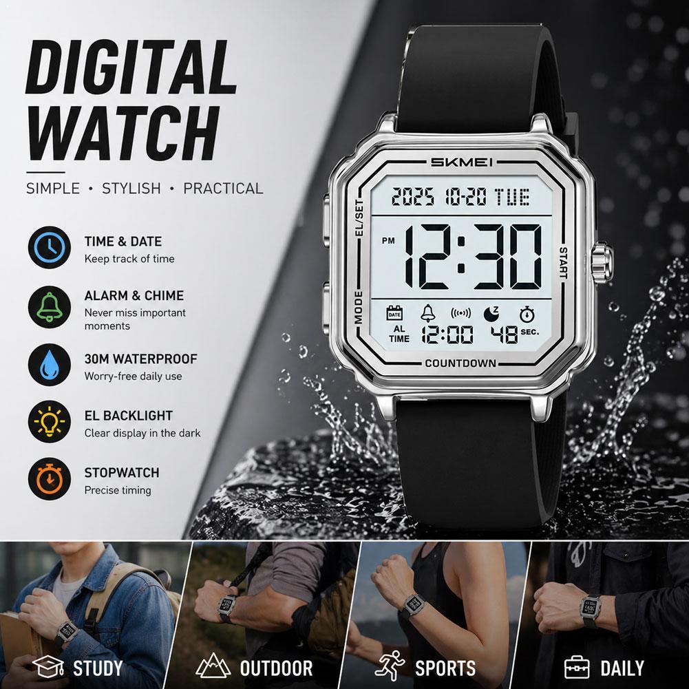Vintage Collectible Watches - Vintage Digital Watch Stainless Steel Waterproof