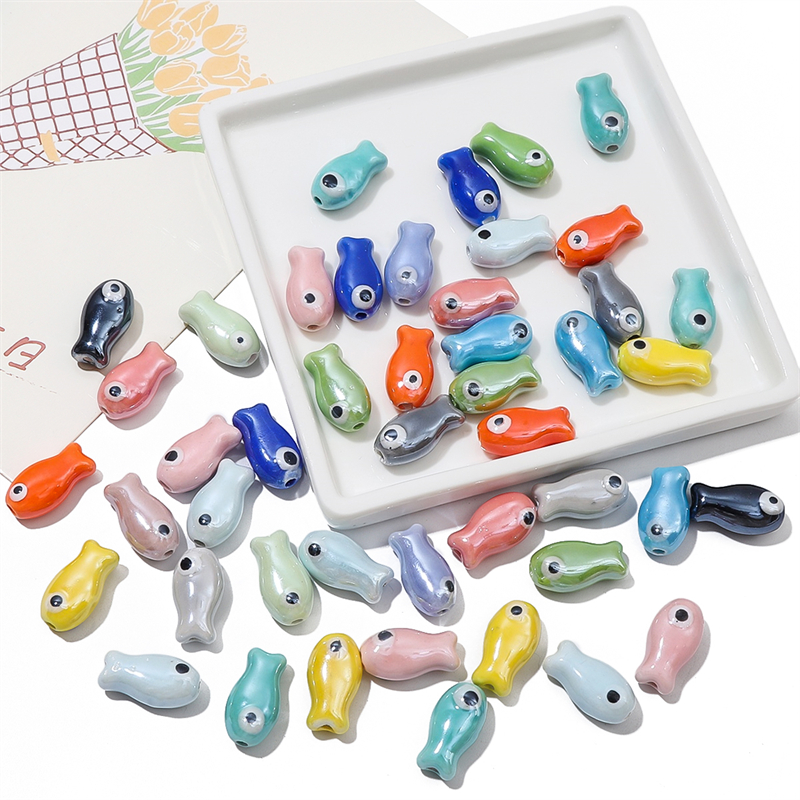 10Pcs Vintage Fish Ceramic Bea - Vintage Jewelry Collection 评论和价格