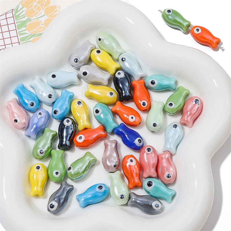 10Pcs Vintage Fish Ceramic Bea - Vintage Jewelry Collection 评论和价格