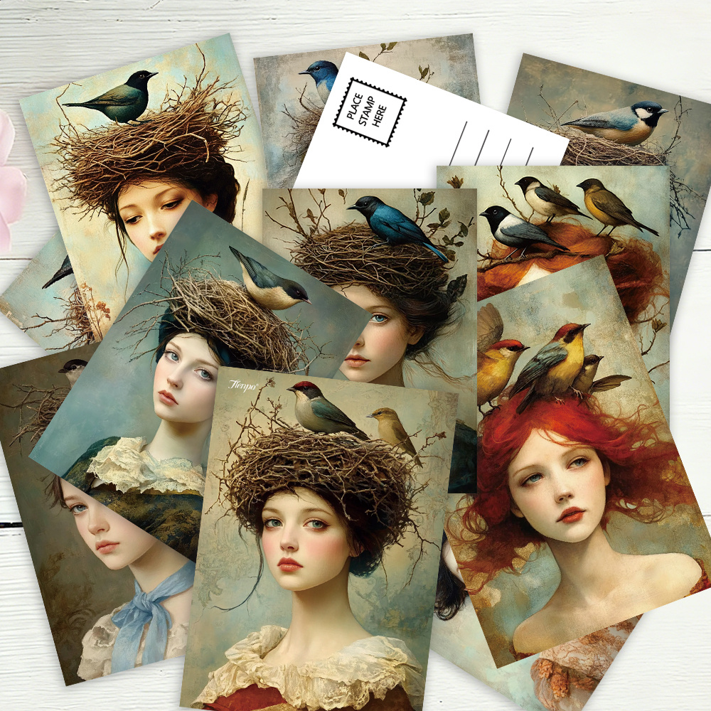 32pcs,Vintage Bird's Nest Head - Collectible Vintage Greeting Cards 评论和价格
