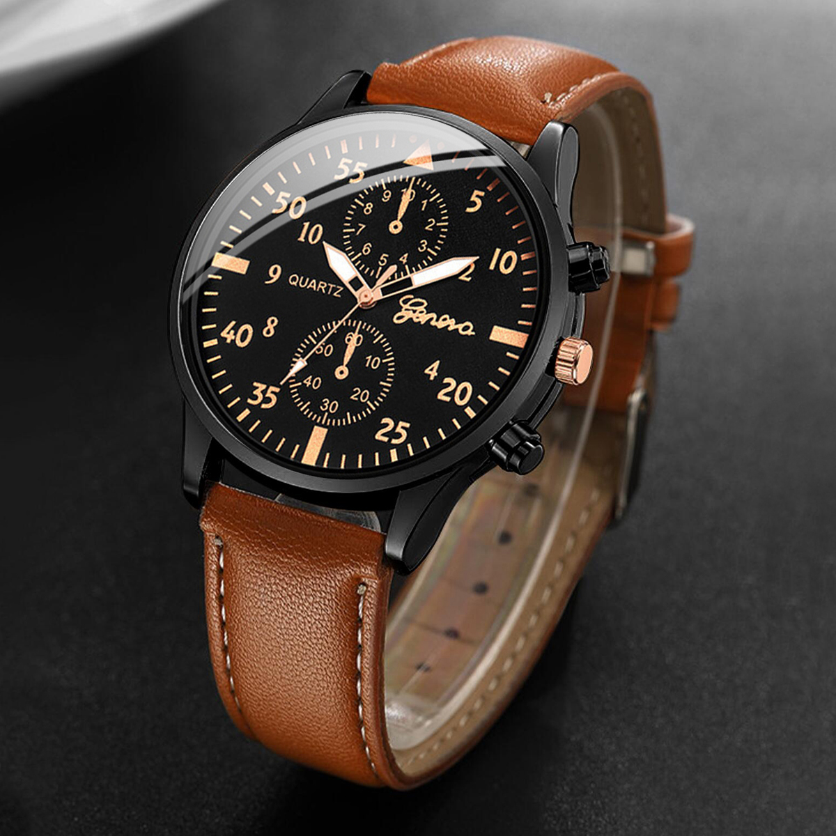 4PCS Fashion Arabic Dial Men B - Vintage Collectible Watches 评论和价格
