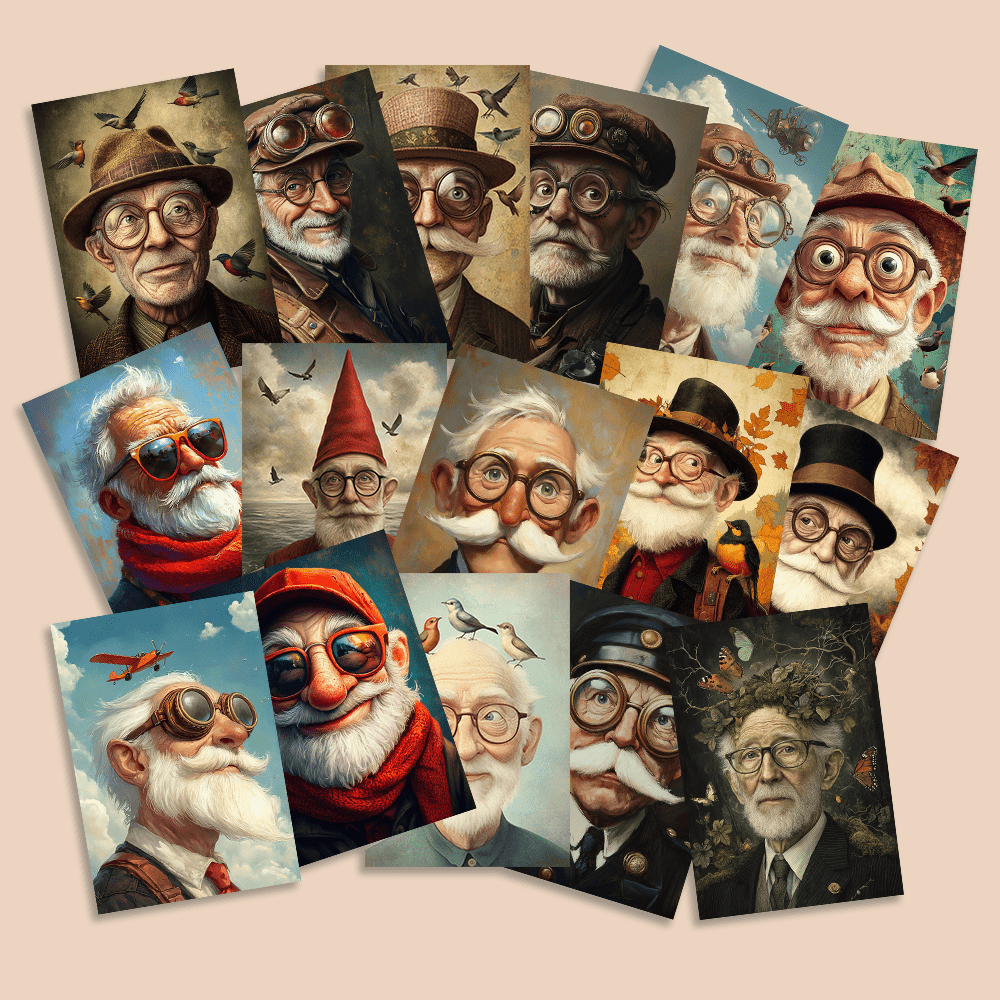 32pcs, vintage cute grandpa, p - Collectible Vintage Greeting Cards 评论和价格