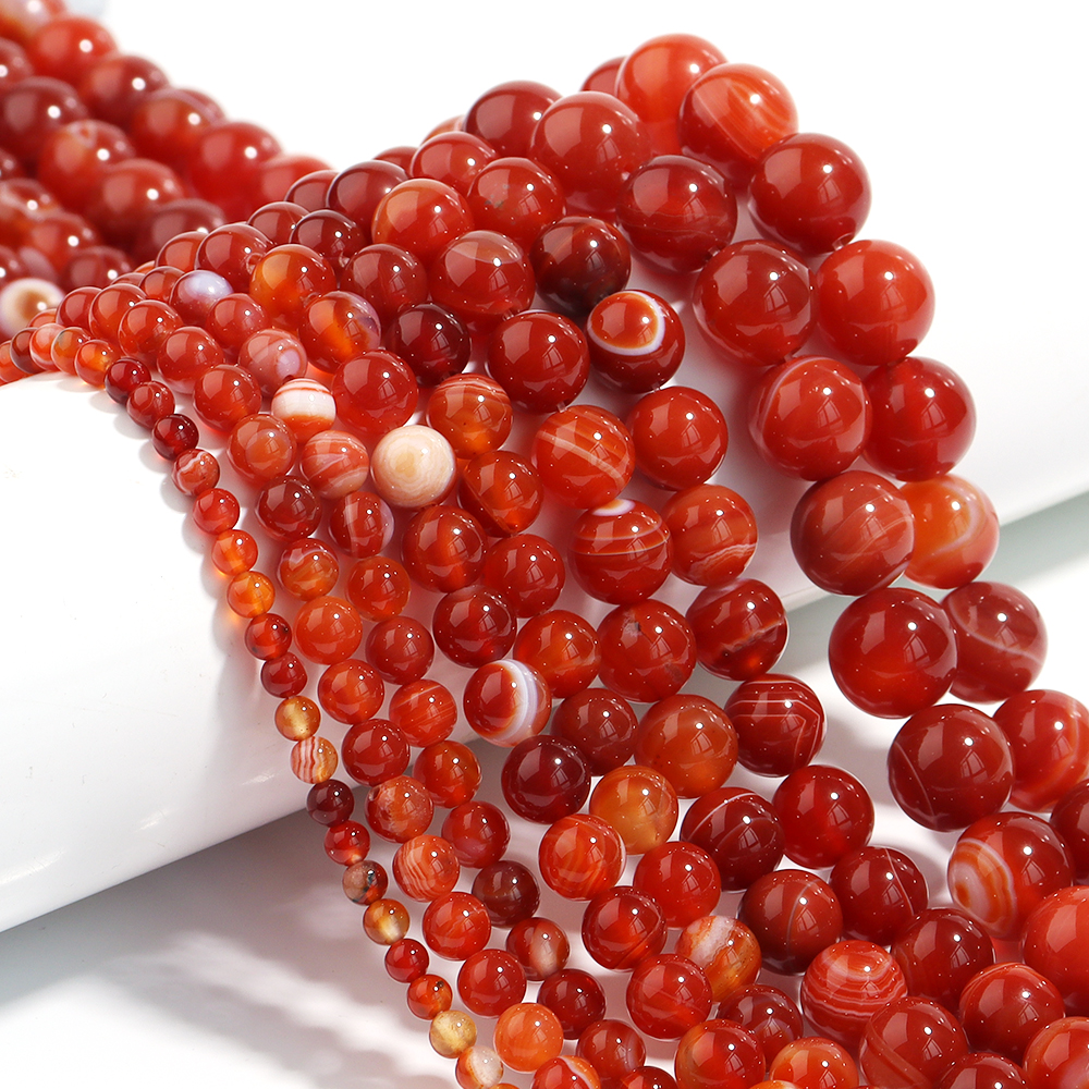 1 Strand Red Striped Agate Nat - Vintage Jewelry Collection 评论和价格