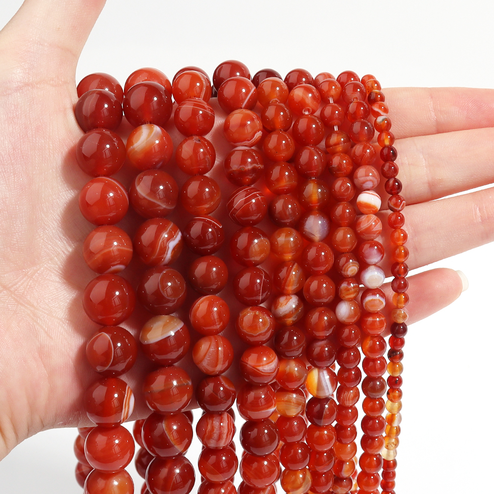 1 Strand Red Striped Agate Nat - Vintage Jewelry Collection 评论和价格