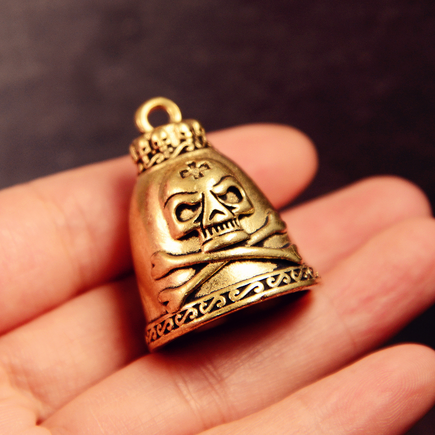 Brass Skull Bell Figurine 3.3c - Vintage Collectible Bells 评论和价格