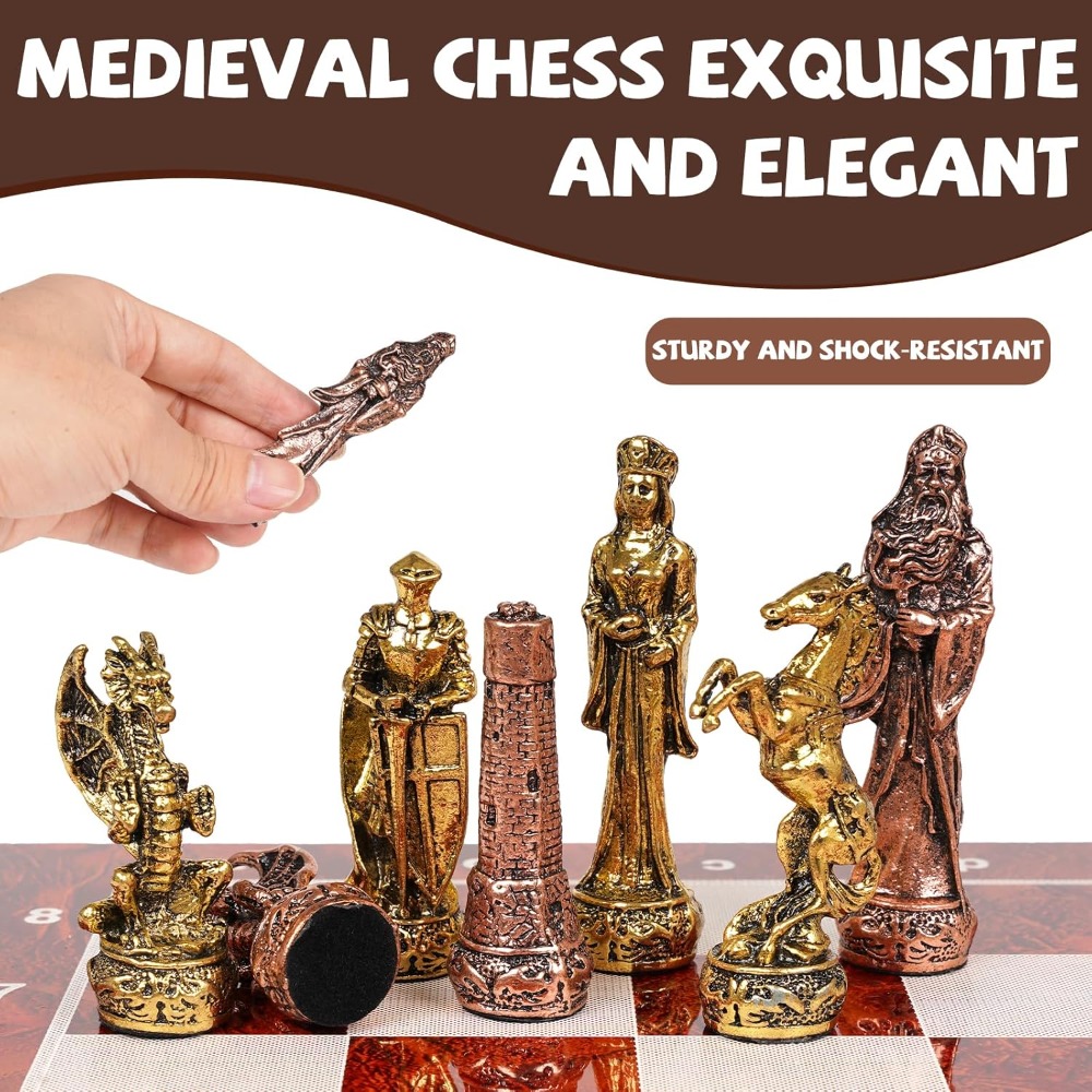 Vintage Metal Chess Set - 15'' - Vintage Collectible Board Games 评论和价格