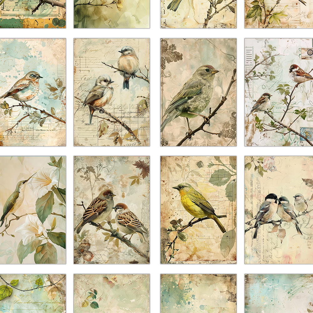 32pcs Vintage Bird Collage Pos - Collectible Vintage Greeting Cards 评论和价格