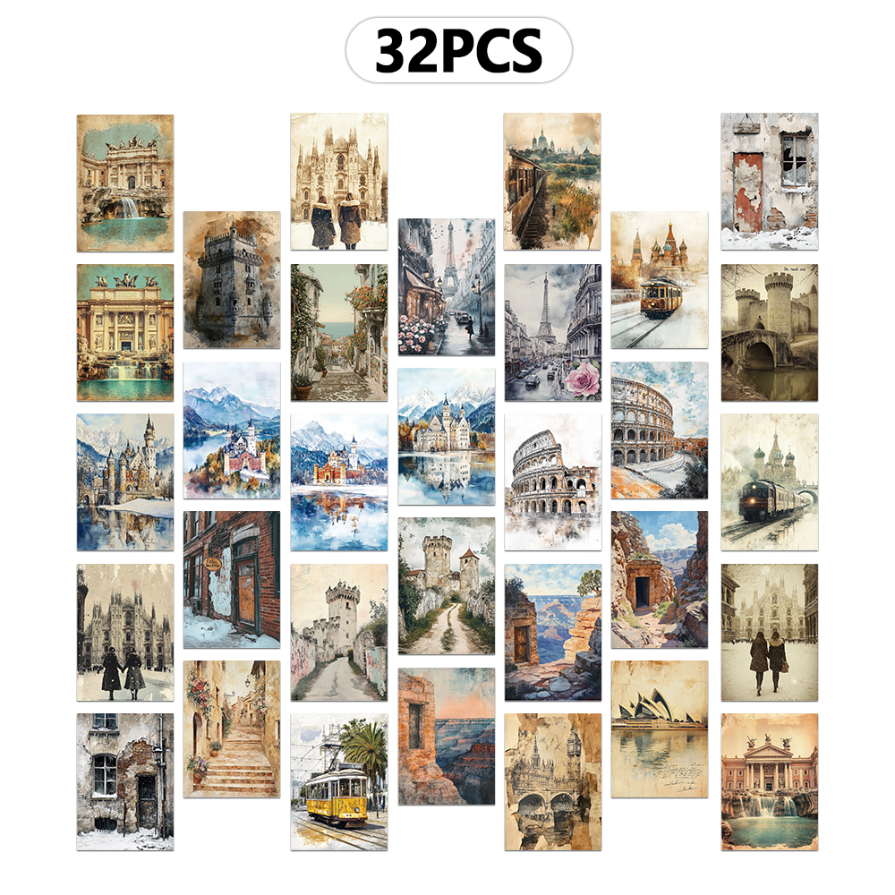 32pcs Vintage European Landmar - Collectible Vintage Greeting Cards 评论和价格