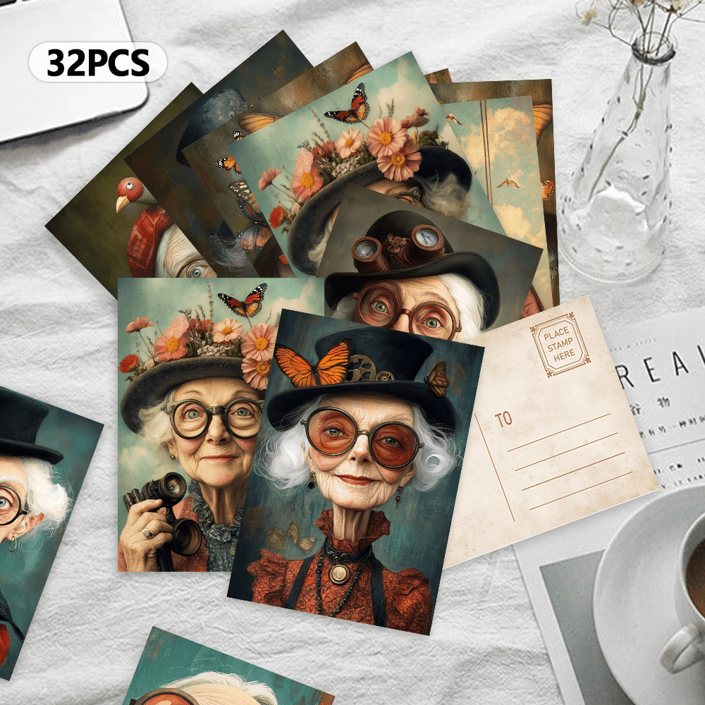 32pcs, vintage cute elderly, p - Collectible Vintage Greeting Cards 评论和价格